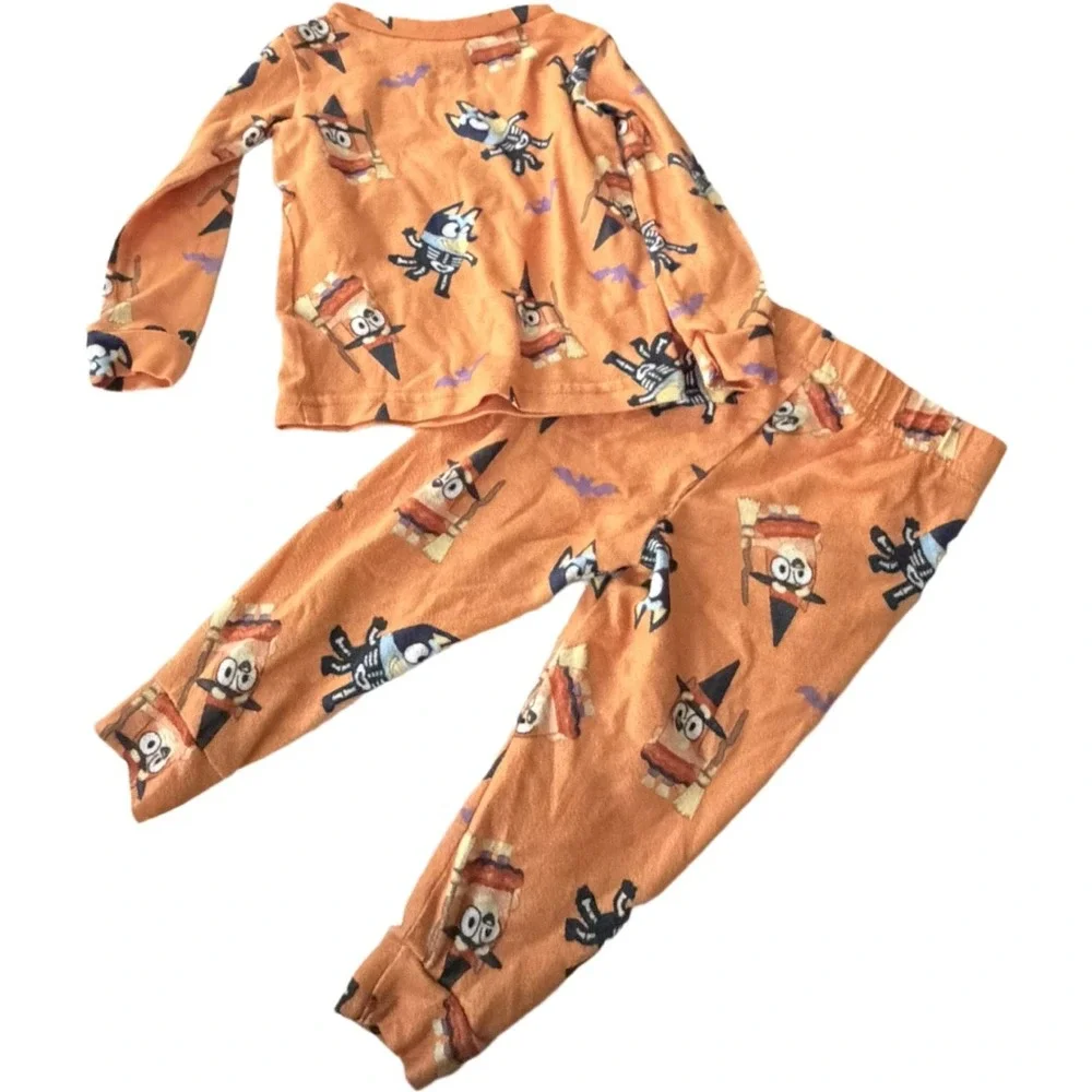 Bluey Halloween Pajama Set 2T Toddler Halloween Sleepwear Orange Long Sleeve PJ